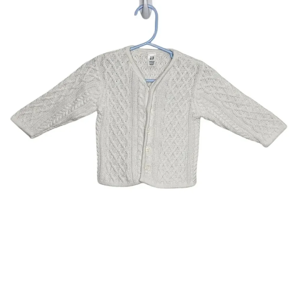 Baby Gap Newborn 3 - 6 Months Knitted Button Down Sweater White